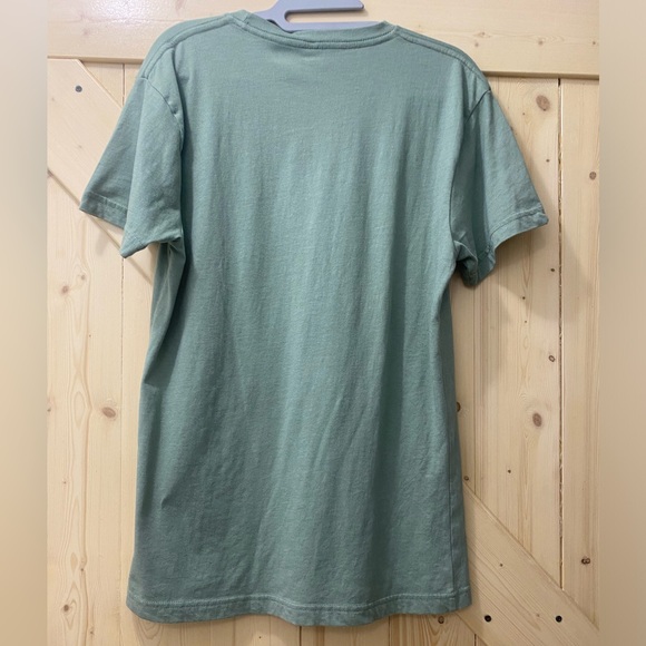 ❤️🐓Rise & Shine Graphic Casual Short Sleeve Long Light Navy Green Tee Shirt - Picture 3 of 6